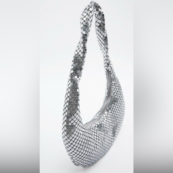 Zara Metallic Bag, Silver Bag, New with Tag - Picture 6 of 10